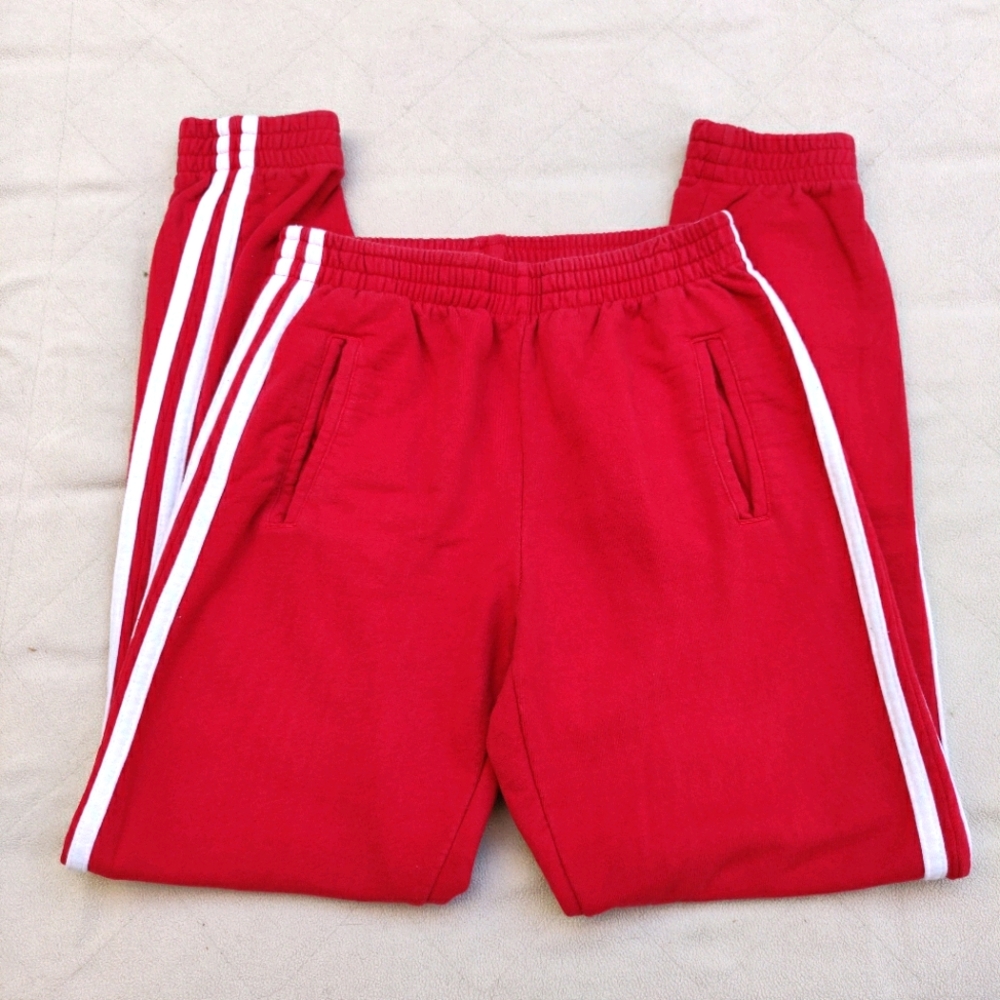 Brandy Melville Red Track Pants with White Stripes
